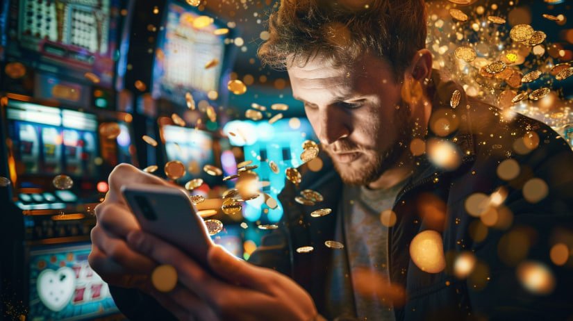 Người dùng Việt Nam chơi slot online trên điện thoại di động vào buổi tối tại nhà